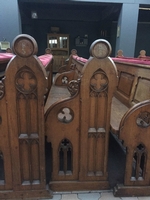 Pews 2 X 335 Cm.  style Gothic - style en Oak wood, Dutch 19th century