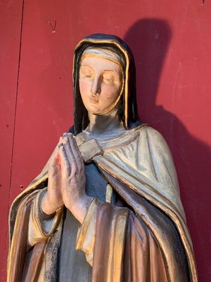 St. Stanislav Kostka & St. Teresa Of Avila style Gothic - Style en Terra-Cotta polychrome, France 19th century ( anno 1875 )