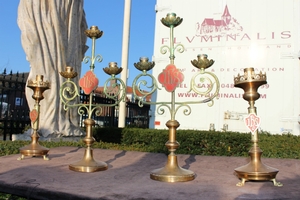 Candle Sticks en Brass / Bronze, Belgium 19th century