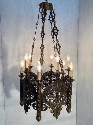 Chandeliers style Romanesque en Bronze, France 19th century