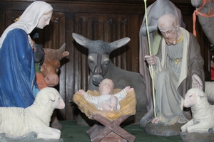 Nativity Set Complete en plaster polychrome, Belgium 19th century