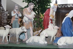 Nativity Set Complete en plaster polychrome, Belgium 19th century