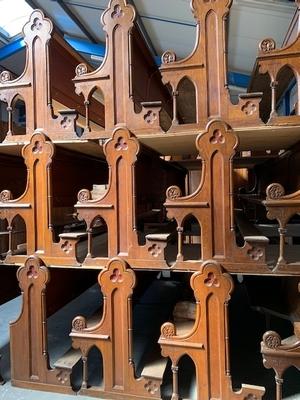 Pews From St. Victor Church Afferden ( Gld ) Holland  style Gothic - style en Oak wood, Dutch 19th century