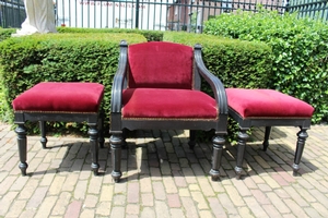 Altar Seats. Completely & Professionally Refit According To The Traditional Methods And With Original Materials. en wood / Red velvet, Belgium 19 th century