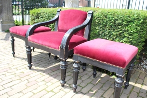 Altar Seats. Completely & Professionally Refit According To The Traditional Methods And With Original Materials. en wood / Red velvet, Belgium 19 th century