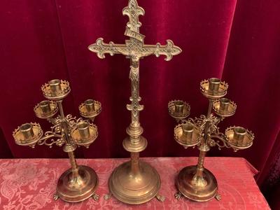 Altar Set en Brass / Bronze, Belgium 19th century ( anno 1890 )