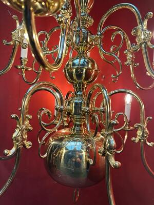 Chandeliers en Brass  / Polished and Varnished, Belgium