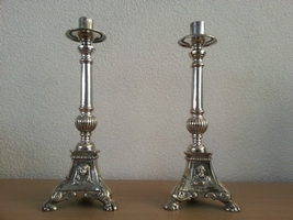 Ciborium Solid Silver / Pair Candle Holders / For Sale Seperate. en Silver, France 19th century