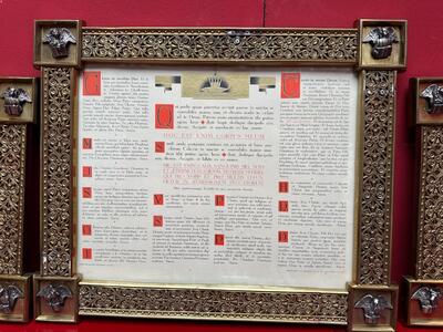 Exceptional Art Nouveau Set Canon Boards. Applications 4 Evangelists Measurements : 1 X 60 W X 50 H Cm. 2 X 33 W  X 42 H Cm. en Brass / Bronze / Gilt / Glass, France 20 th century ( Anno 1935 )