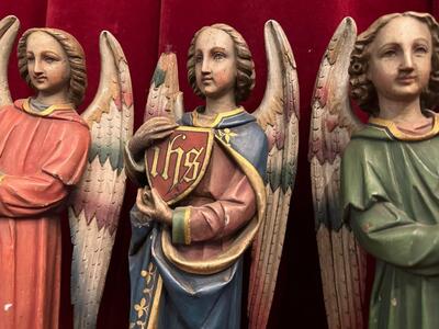 Angels  style Gothic - Style en Hand - Carved Wood , Belgium  19 th century