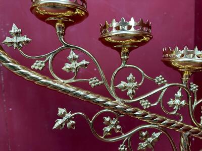 Candle Holders style Gothic - Style en Brass / Bronze / Polished and Varnished, Belgium  19 th century ( Anno 1885 )