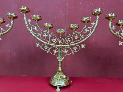 Candle Holders style Gothic - Style en Brass / Bronze / Polished and Varnished, Belgium  19 th century ( Anno 1885 )