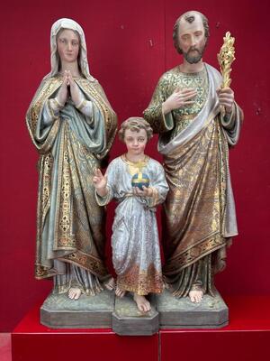 Holy Family Statue style Gothic - Style en Plaster, Belgium  19 th century ( Anno 1885 )