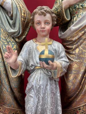 Holy Family Statue style Gothic - Style en Plaster, Belgium  19 th century ( Anno 1885 )