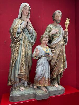 Holy Family Statue style Gothic - Style en Plaster, Belgium  19 th century ( Anno 1885 )