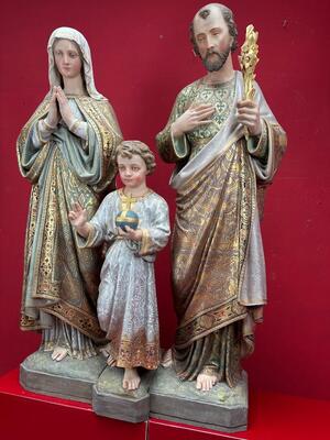 Holy Family Statue style Gothic - Style en Plaster, Belgium  19 th century ( Anno 1885 )