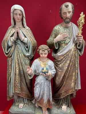 Holy Family Statue style Gothic - Style en Plaster, Belgium  19 th century ( Anno 1885 )