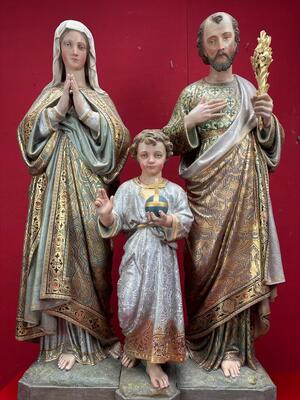 Holy Family Statue style Gothic - Style en Plaster, Belgium  19 th century ( Anno 1885 )