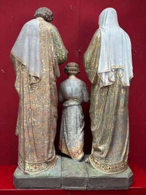 Holy Family Statue style Gothic - Style en Plaster, Belgium  19 th century ( Anno 1885 )