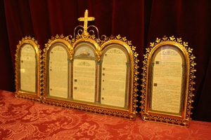 Canon Boards Measurements : 1 X 40 X 34 Cm. 2 X 30 X 18 Cm.  style Romanesque en Brass / Bronze / Gilt, France 19th century