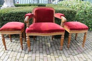 Set Of Priest Choir - Seats. Completely & Professionally Refit According To The Traditional Methods And With Original Materials. Belgium 19th century