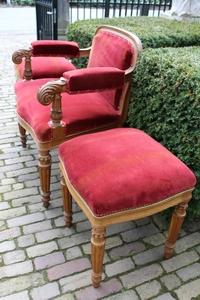 Set Of Priest Choir - Seats. Completely & Professionally Refit According To The Traditional Methods And With Original Materials. Belgium 19th century