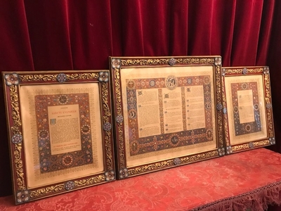 3  Stunning And Large Set Of Canonboards Each 8 Enamel Applications. Measures : 1 X 64 Cm W X 55 H. 2 X 41 Cm W X 50 Cm H.