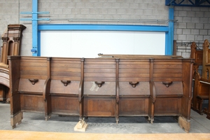 4x 5-Seats Oak Choir-Stalls en Oak wood, Belgium 19th century