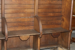 4x 5-Seats Oak Choir-Stalls en Oak wood, Belgium 19th century