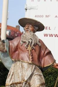 Statues Of The Four Fathers Of The Church style baroque en hand-carved wood polychrome, 17 th century