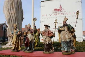 Statues Of The Four Fathers Of The Church style baroque en hand-carved wood polychrome, 17 th century