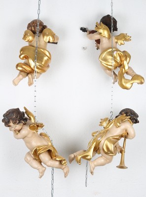 Angels  style Baroque - Style en Wood Polychrome , Southern Germany 20th Century