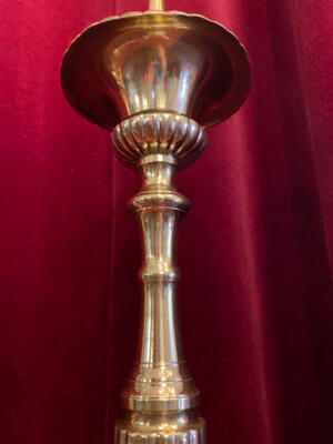 Matching Candle Sticks Height Without Pin. style Baroque - Style en Brass / Bronze / Polished and Varnished, Belgium  19 th century ( Anno 1865 )