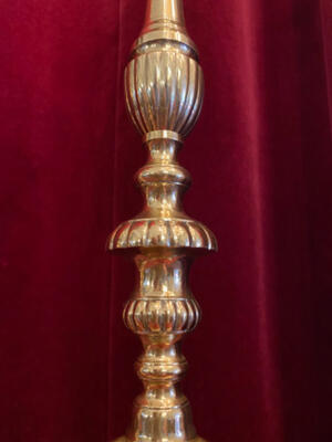 Matching Candle Sticks Height Without Pin. style Baroque - Style en Brass / Bronze / Polished and Varnished, Belgium  19 th century ( Anno 1865 )