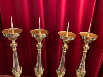 Matching Candle Sticks Measures Height Without Pin. style BAROQUE-STYLE en Brass / Bronze / Polished and Varnished, Berendrecht Belgium 19 th century ( Anno 1874 )