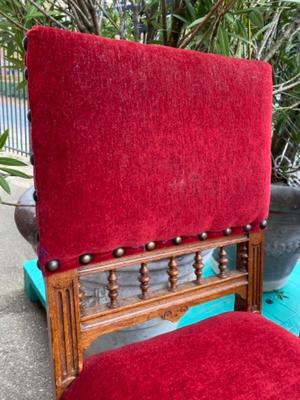 Chairs en Oak Wood / Red Velvet,   19th Century