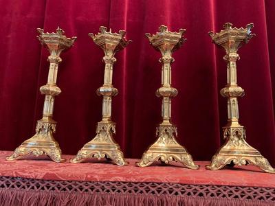 Candle Sticks Measures Without Pin style Gothic - Style en Bronze / Polished / New Varnished, France 19th century ( anno 1875 )