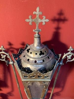 Lanterns Could Be Polished style Gothic - Style en Brass / Bronze / Glass, Belgium 19th century ( anno 1890 )