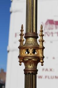 Matching Candle Sticks style Gothic - style en Brass / Bronze, France 19th century