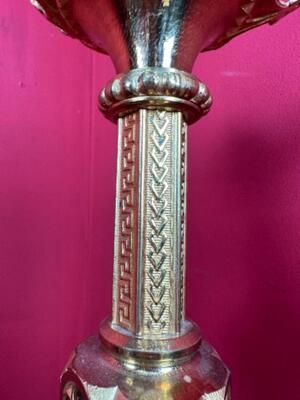 Matching Candle Sticks Height Without Pin. style Gothic - Style en Bronze Gilt, Belgium  19 th century ( Anno 1885 )