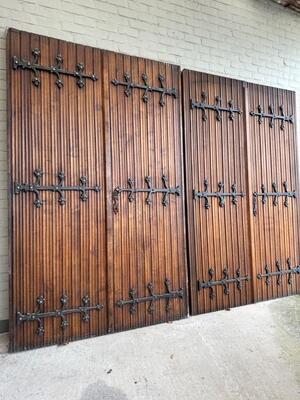 Sets Of Double Doors  style Gothic - Style en Wood / Hand Forged Iron, Belgium  20 th century