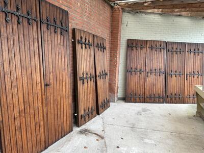 Sets Of Double Doors  style Gothic - Style en Wood / Hand Forged Iron, Belgium  20 th century