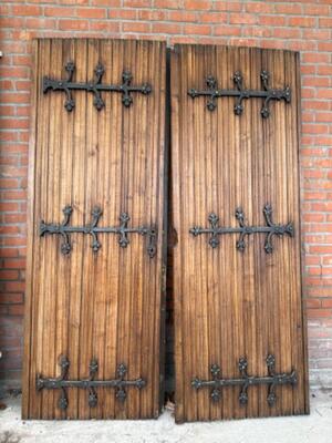 Sets Of Double Doors  style Gothic - Style en Wood / Hand Forged Iron, Belgium  20 th century