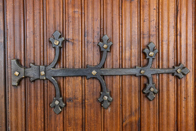 Sets Of Double Doors  style Gothic - Style en Wood / Hand Forged Iron, Belgium  20 th century