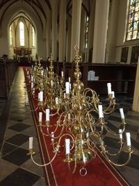 Large Chandelier With 18 Lights New Polisched And Varnisched en Brass / Bronze, Belgium 19th century