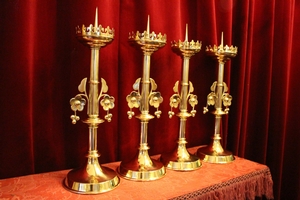 Matching Candle Sticks en Bronze / Polished and Varnished, Belgium 19th century