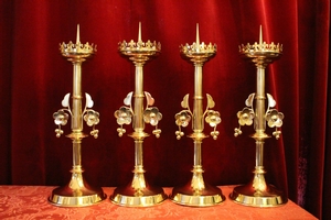 Matching Candle Sticks en Bronze / Polished and Varnished, Belgium 19th century