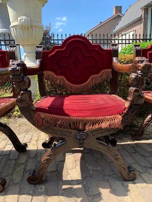 Matching Chairs en Wood / Red Velvet, 19th century