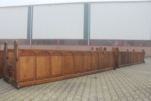 4 Pews And 2 Front Parts en wood oak, Monastery Ravensbos Valkenburg Netherlands 19th century