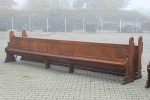 4 Pews And 2 Front Parts en wood oak, Monastery Ravensbos Valkenburg Netherlands 19th century